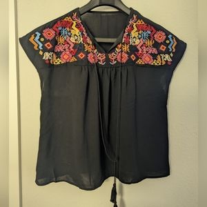 Floral Embroidered Loose Blouse